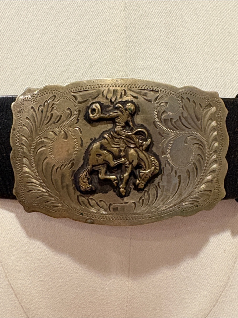Vintage Polo Ralph Lauren Western Rodeo Buckle Leather Belt Made in Mexico Large